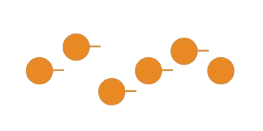 分子の不規則な並びを表すオレンジ色の模式図
