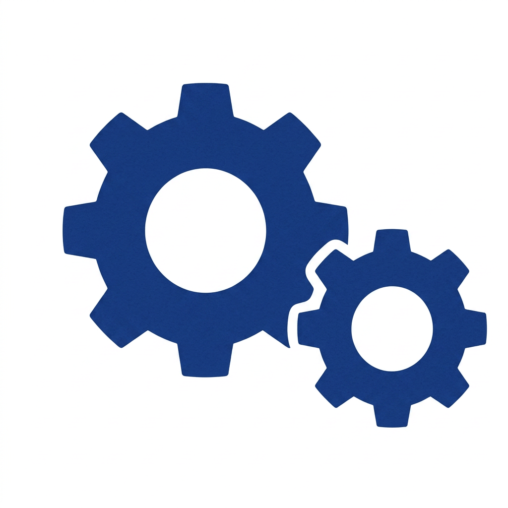 Two blue gears interlocking, symbolizing settings or configuration.